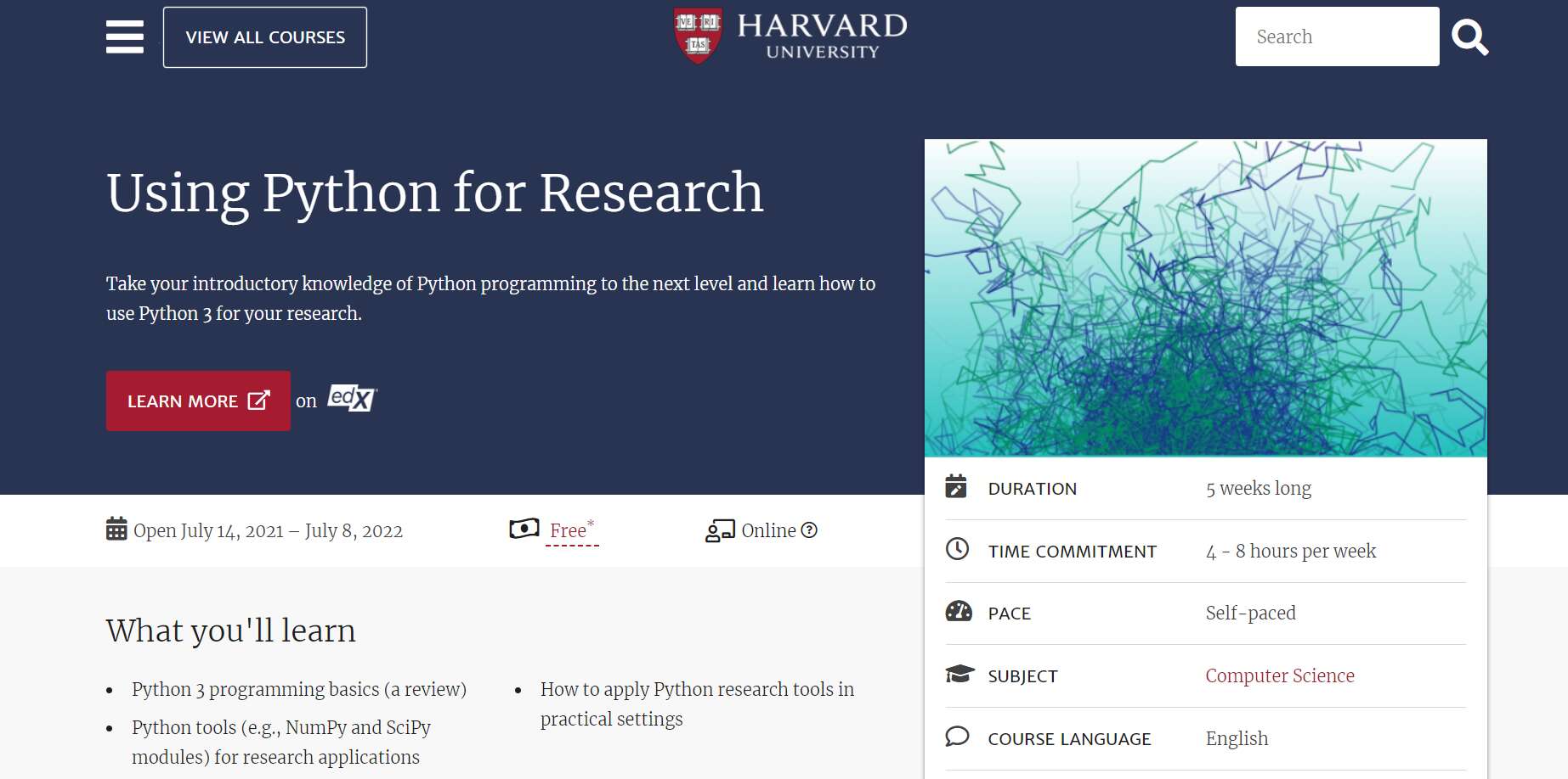 Harvard'ın Araştırmalar İçin Python'ı Kullanma Eğitimi 