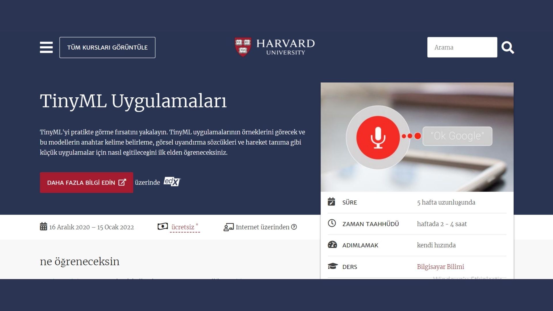 TinyML Uygulamaları Harvard Online Kurs